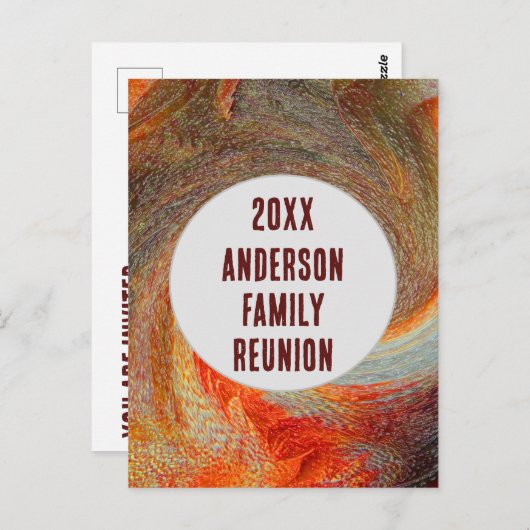 抽象芸術スワールグルービーファミリー懇親会招待状 ポストカード (正面/裏面)