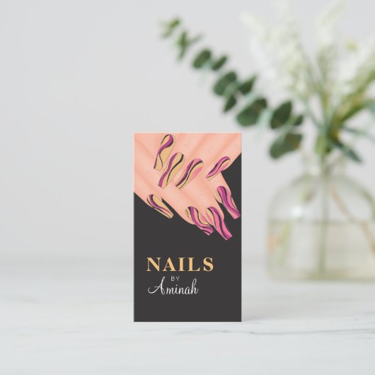 抽象芸術スワールハンドネイルアーティスト名刺 名刺 (スタンド正面)