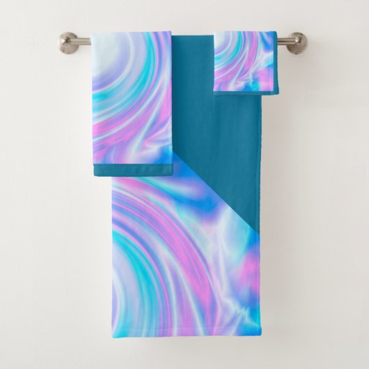 抽象芸術スワールパステルパープルカラープリント バスタオルセット (インサイチュ)