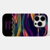 抽象芸術スワールパープル金ゴールドグリーンピンクイエロー Case-Mate iPhoneケース (裏面 (横))