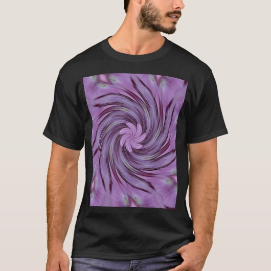 抽象芸術スワールピンクアジサイ花の柄 Tシャツ (正面)