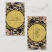 抽象芸術スワールピンクブラック&金ゴールドグラムアーグランジト 名刺 (正面/裏面)