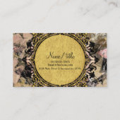 抽象芸術スワールピンクブラック&金ゴールドグラムアーグランジト 名刺 (裏面)