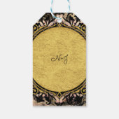 抽象芸術スワールピンクブラック&金ゴールドグラムパーティーの好意 ギフトタグ (裏面)