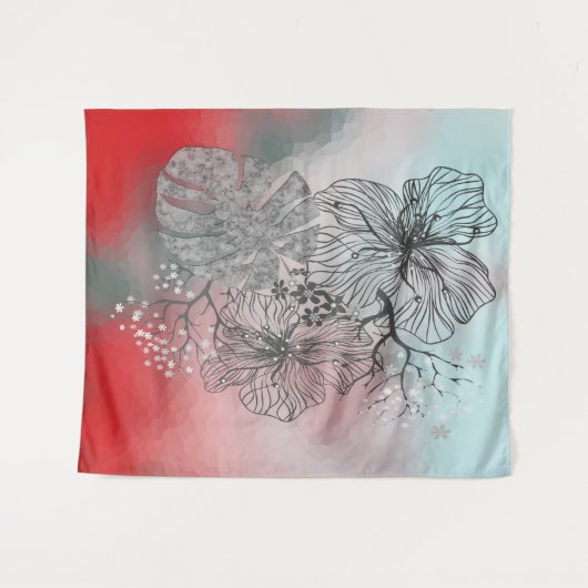 抽象芸術ス葉テーチ花のフローラ勾配p タペストリー (正面(横))