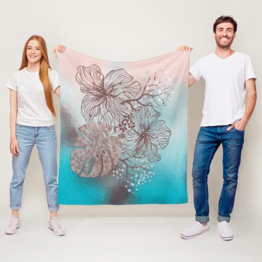 抽象芸術ス葉テーチ花のフローラ勾配p フリースブランケット (インサイチュ)