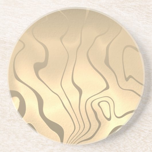 抽象芸術セピア色の日の出を持つ液化線 コースター (正面)