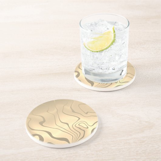 抽象芸術セピア色の日の出を持つ液化線 コースター (側面)