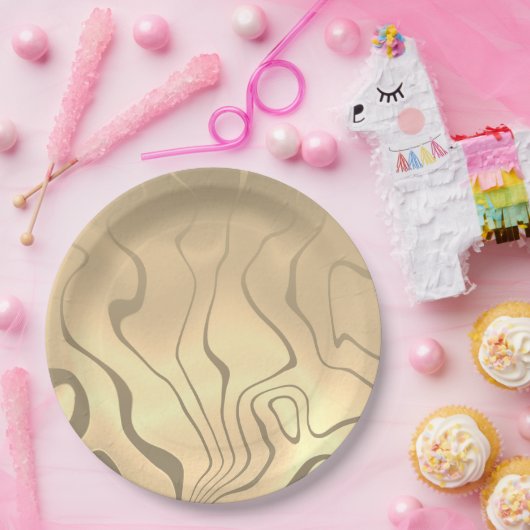 抽象芸術セピア色の日の出を持つ液化線 ペーパープレート (パーティー)