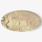抽象芸術セピア色の日の出を持つ液化線 ペーパープレート (アングル)