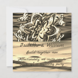 抽象芸術セピア花、暗いトレースに光沢のある色調 招待状