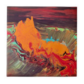 抽象芸術セラミックタイル「オレンジバースト」 タイル (正面)