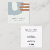 抽象芸術セラミックテクスチャ青灰色さび斑点 スクエア名刺 (正面/裏面)