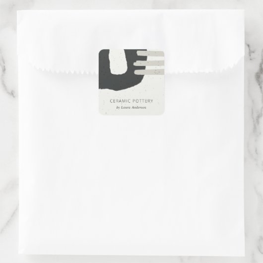 抽象芸術セラミックテクスチャ黒灰色斑点 スクエアシール (バッグ)