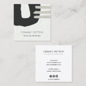 抽象芸術セラミックテクスチャ黒灰色斑点 スクエア名刺 (正面/裏面)