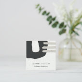 抽象芸術セラミックテクスチャ黒灰色斑点 スクエア名刺 (スタンド正面)