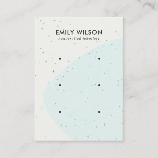 抽象芸術セラミックブルーウェーブ3スタッドイヤリングディスプレイ 名刺 (正面)