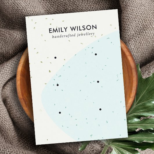 抽象芸術セラミックブルーウェーブ3スタッドイヤリングディスプレイ 名刺