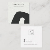 抽象芸術セラミック白黒スタッドイヤリングディスプレイ スクエア名刺 (正面/裏面)