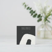 抽象芸術セラミック白黒スタッドイヤリングディスプレイ スクエア名刺 (スタンド正面)