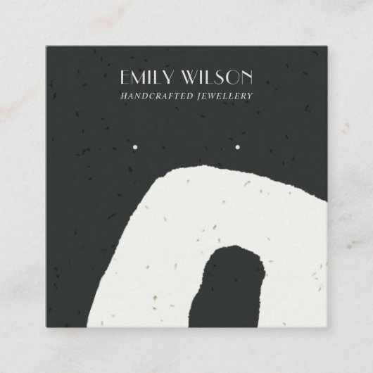 抽象芸術セラミック白黒スタッドイヤリングディスプレイ スクエア名刺 (正面)
