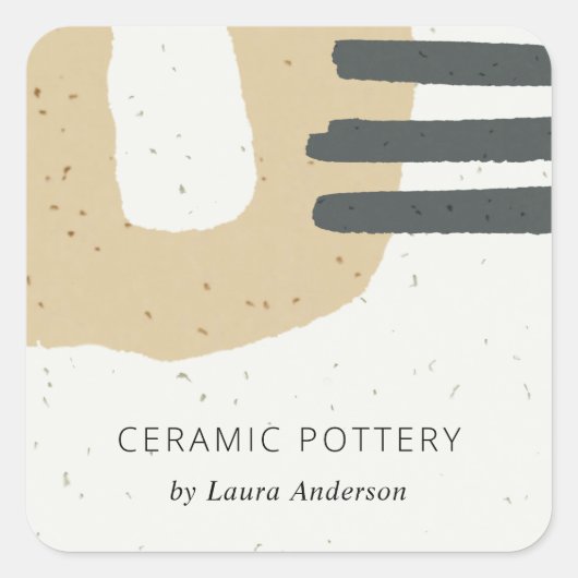 抽象芸術セラミック組織黄斑 スクエアシール (正面)