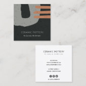 抽象芸術セラミック組織黒灰色斑点 スクエア名刺 (正面/裏面)