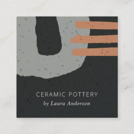 抽象芸術セラミック組織黒灰色斑点 スクエア名刺