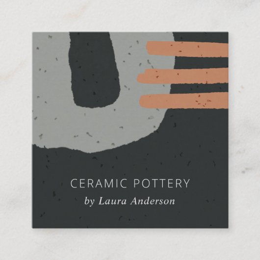 抽象芸術セラミック組織黒灰色斑点 スクエア名刺 (正面)