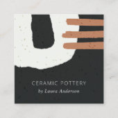 抽象芸術セラミック質防錆白黒斑点 スクエア名刺 (正面)