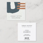 抽象芸術セラミック質青黒さび斑点 スクエア名刺 (正面/裏面)