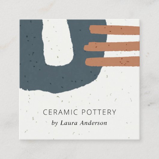 抽象芸術セラミック質青黒さび斑点 スクエア名刺 (正面)