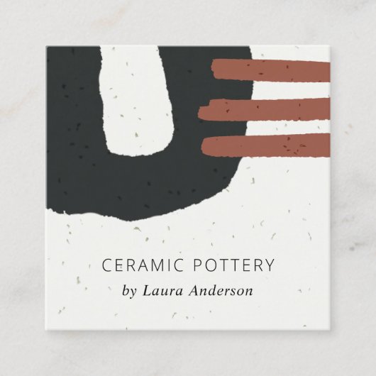 抽象芸術セラミック質黒錆シック斑点 スクエア名刺 (正面)