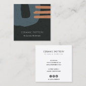 抽象芸術セラミック質黒青錆スペクル スクエア名刺 (正面/裏面)