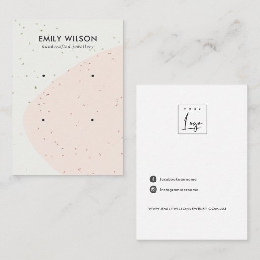 抽象芸術セラミック赤面波2スタッドイヤリングディスプレイ 名刺 (正面/裏面)