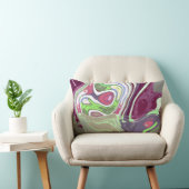 抽象芸術セルピンクグリーンパープルアート ランバークッション (椅子)