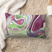 抽象芸術セルピンクグリーンパープルアート ランバークッション (ブランケット)