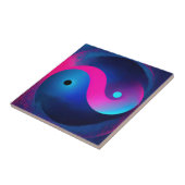 抽象芸術セレニティ：ピンク&ブルーの陰陽 タイル (側面)