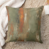 抽象芸術セージとオレンジ動揺してストライプ色 クッション (ブランケット)