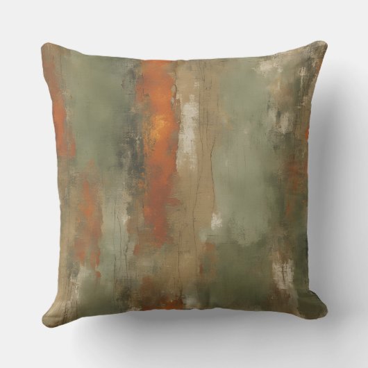 抽象芸術セージとオレンジ動揺してストライプ色 クッション (裏面)