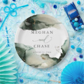 抽象芸術セージエメラルドグリーンウォーター色 ペーパープレート (パーティー)