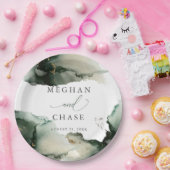 抽象芸術セージエメラルドグリーンウォーター色 ペーパープレート (パーティー)