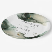 抽象芸術セージエメラルドグリーンウォーター色 ペーパープレート (アングル)