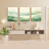 抽象芸術セージグリーン&ベージュマウンテンズプリント1 of 3 ポスター