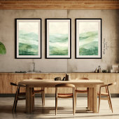 抽象芸術セージグリーン&ベージュマウンテンズプリント3 of 3 ポスター