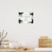 抽象芸術セージ結婚グリーンへようこそ ポスター (キッチン)