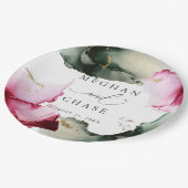 抽象芸術セージ緋色ピンク水カラー紙プレート ペーパープレート (アングル)