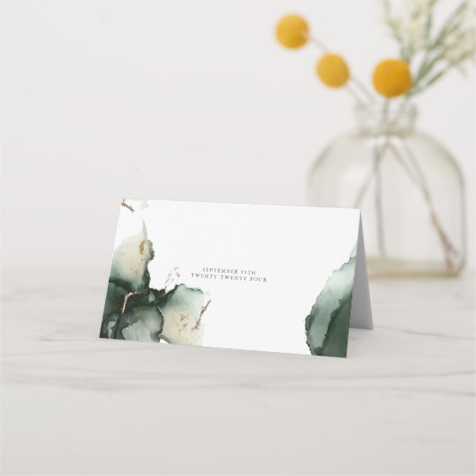 抽象芸術セージ緑の水色 プレイスカード (裏面)