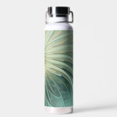 抽象芸術セージ緑ファンタジーフラワーフラクタルアート ウォーターボトル (背面)