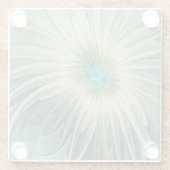 抽象芸術セージ緑ファンタジーフラワーフラクタルアート ガラスコースター (裏面)